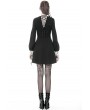 Dark in Love Black and White Vintage Gothic Skull Cross Long Sleeve Short Dress