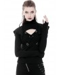 Dark in Love Black Gothic Punk Cross Long Sleeve Hooded T-Shirt for Women