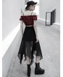 Punk Rave Street Fashion Chiffon Black Irregular Gothic Grunge Skirt