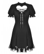Dark in Love Black Gothic Girl Short Sleeve Heart Midi Dress