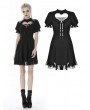 Dark in Love Black Gothic Girl Short Sleeve Heart Midi Dress