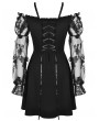 Dark in Love Black Gothic Off-the-Shoulder Butterfly Short Dress