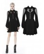 Dark in Love Black Gothic Girl Long Sleeve Short Daliy Dress