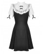 Dark in Love Black and White Gothic Girl Doll Midi Dress