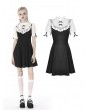 Dark in Love Black and White Gothic Girl Doll Midi Dress