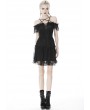 Dark in Love Black Gothic Off-the-Shoulder Lace Pentagram Short Dress