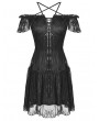 Dark in Love Black Gothic Off-the-Shoulder Lace Pentagram Short Dress