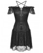 Dark in Love Black Gothic Off-the-Shoulder Lace Pentagram Short Dress