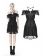 Dark in Love Black Gothic Off-the-Shoulder Lace Pentagram Short Dress