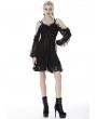 Dark in Love Black Gothic Off-the-Shoulder Long Sleeve Lace Short Dress
