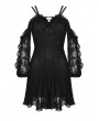 Dark in Love Black Gothic Off-the-Shoulder Long Sleeve Lace Short Dress