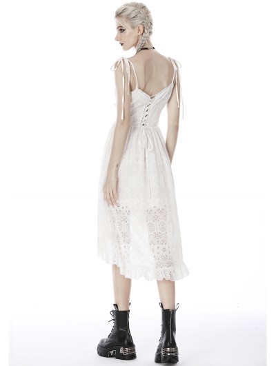 Dark in Love White Gothic Steampunk High-Low Lace Dress - DarkinCloset.com Dark in Love White Gothic Steampunk High-Low Lace Dress - DarkinCloset.com