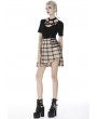 Dark in Love Ivory Street Fashion Gothic Grunge Irregular Pleated Plaid Short Skirt