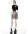 Dark in Love Ivory Street Fashion Gothic Grunge Irregular Pleated Plaid Short Skirt