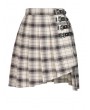 Dark in Love Ivory Street Fashion Gothic Grunge Irregular Pleated Plaid Short Skirt