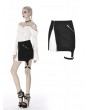 Dark in Love Black and White Gothic Grunge Punk Irregular Short Skirt