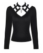 Dark in Love Black Gothic Punk Hollow-out Long Sleeve T-shirt for Women