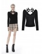 Dark in Love Black Gothic Punk Hollow-out Long Sleeve T-shirt for Women
