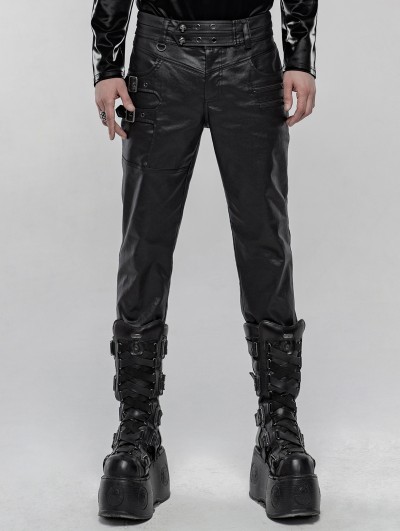 Punk Rave Black Gothic Punk Skull PU Leather Pants for Men