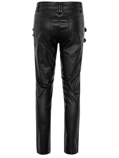 Punk Rave Black Gothic Punk Skull PU Leather Pants for Men Punk Rave Black Gothic Punk Skull PU Leather Pants for Men