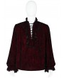 Punk Rave Dark Red Retro Velvet Gothic Long Sleeve Shirt for Men