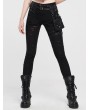 Punk Rave Black Women's Gothic Steampunk Leggings with Detachable Waistbag