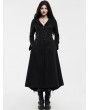 Punk Rave Black Gothic Embroidered Wool Long Winter Coat for Women