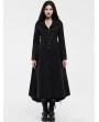 Punk Rave Black Gothic Embroidered Wool Long Winter Coat for Women