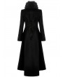 Punk Rave Black Gothic Embroidered Wool Long Winter Coat for Women