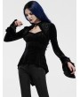 Punk Rave Black Retro Gorgeous Gothic Velvet Long Sleeve T-Shirt for Women