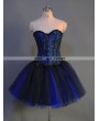 Blue and Black Gothic Short Burlesque Party Dress