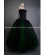 Black and Green Off-the-Shoulder Gothic Victorian Prom Gown