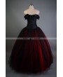 Black and Red Off-the-Shoulder Gothic Victorian Prom Gowns