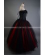 Black and Red Off-the-Shoulder Gothic Victorian Prom Gowns