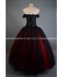 Black and Red Off-the-Shoulder Gothic Victorian Prom Gowns