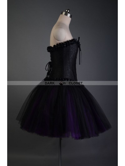 Black and Purple Short Gothic Corset Burlesque Prom Party Dress 