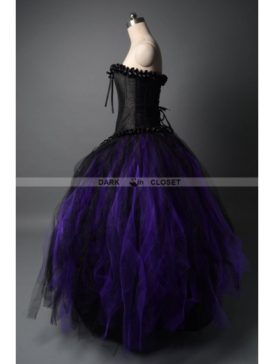 Medieval Gothic Purple Prom Dresses Off Shoulder Long Sleeves Ball Gown  Princess Evening Gowns Black Lace Applique Pleats Ruched Women Masquerade  Dress From 141,26 € | DHgate