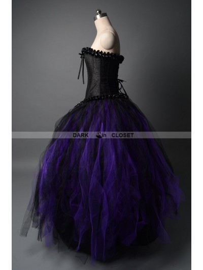 Black and Purple Gothic Corset Prom Party Dress 