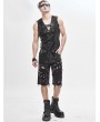 Devil Fashion Black Gothic Punk Irregular Buckle Vest Top for Men