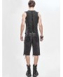 Devil Fashion Black Gothic Punk Irregular Buckle Vest Top for Men