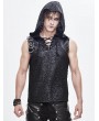 Devil Fashion Black Gothic Punk Sleeveless Hooded T-Shirt for Men