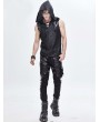 Devil Fashion Black Gothic Punk Sleeveless Hooded T-Shirt for Men