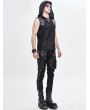 Devil Fashion Black Gothic Punk Sleeveless Hooded T-Shirt for Men