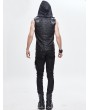 Devil Fashion Black Gothic Punk Sleeveless Hooded T-Shirt for Men