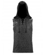 Devil Fashion Black Gothic Punk Sleeveless Hooded T-Shirt for Men