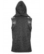 Devil Fashion Black Gothic Punk Sleeveless Hooded T-Shirt for Men