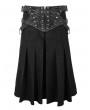 Devil Fashion Black Gothic Punk Pleated Half Skirt for Men