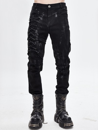 Devil Fashion Black Gothic Punk Slim Long Pants for Men