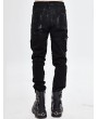 Devil Fashion Black Gothic Punk Slim Long Pants for Men