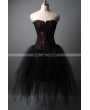 Wine Red and Black Fashion Short Gothic Burlesque Corset Prom Party Dress